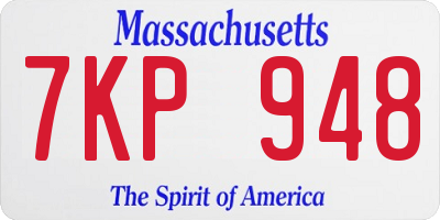 MA license plate 7KP948