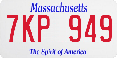 MA license plate 7KP949