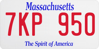 MA license plate 7KP950
