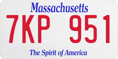 MA license plate 7KP951