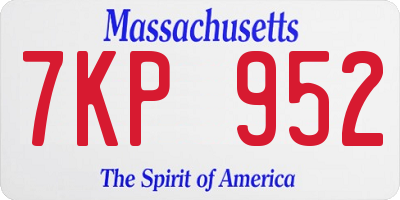 MA license plate 7KP952
