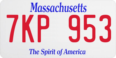 MA license plate 7KP953