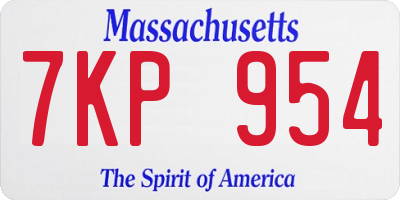 MA license plate 7KP954