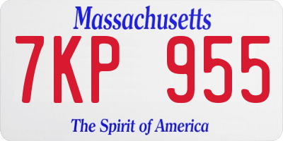 MA license plate 7KP955