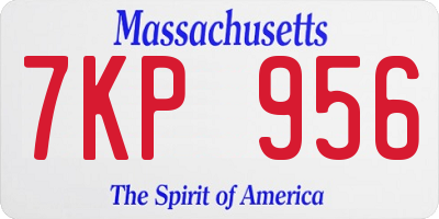 MA license plate 7KP956