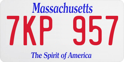 MA license plate 7KP957