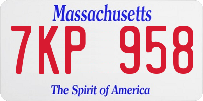 MA license plate 7KP958