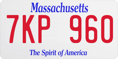 MA license plate 7KP960