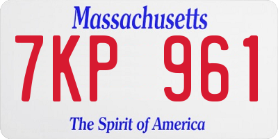 MA license plate 7KP961