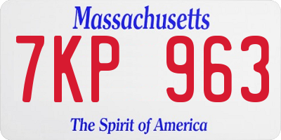 MA license plate 7KP963