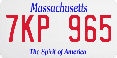MA license plate 7KP965