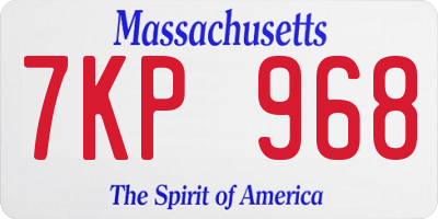 MA license plate 7KP968