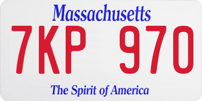MA license plate 7KP970