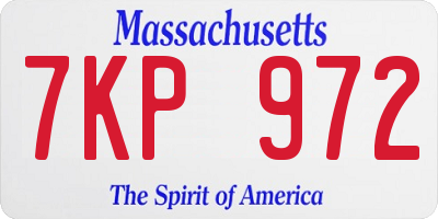 MA license plate 7KP972
