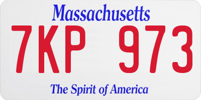 MA license plate 7KP973