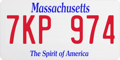 MA license plate 7KP974