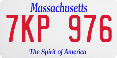 MA license plate 7KP976