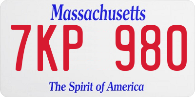 MA license plate 7KP980