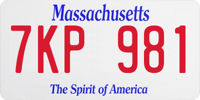 MA license plate 7KP981