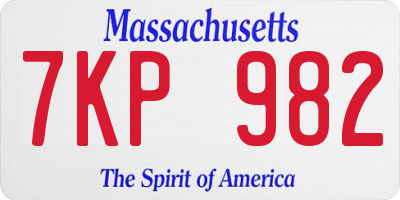 MA license plate 7KP982