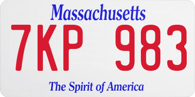 MA license plate 7KP983