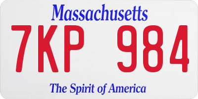 MA license plate 7KP984