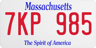 MA license plate 7KP985