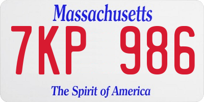 MA license plate 7KP986