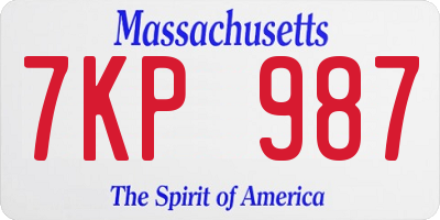 MA license plate 7KP987