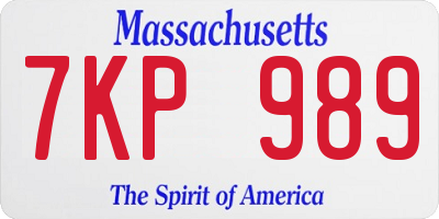 MA license plate 7KP989