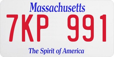 MA license plate 7KP991