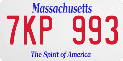 MA license plate 7KP993