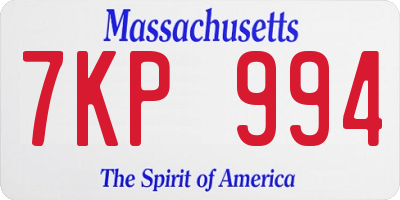 MA license plate 7KP994