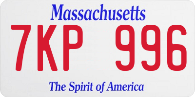 MA license plate 7KP996