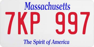 MA license plate 7KP997