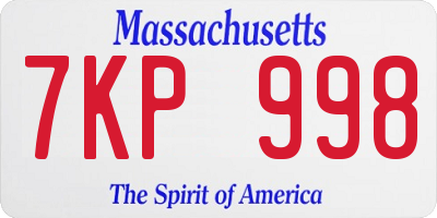 MA license plate 7KP998