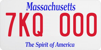 MA license plate 7KQ000