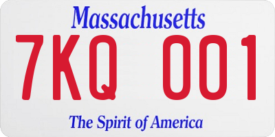 MA license plate 7KQ001