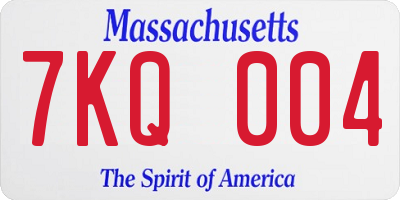 MA license plate 7KQ004