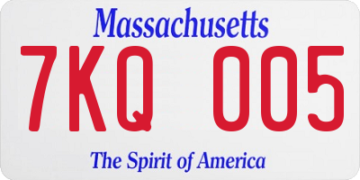 MA license plate 7KQ005
