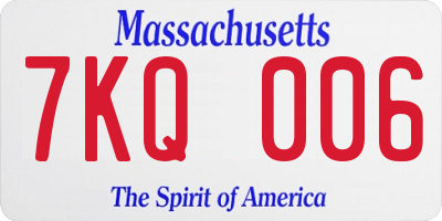 MA license plate 7KQ006