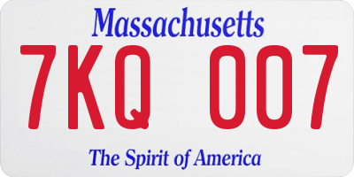 MA license plate 7KQ007