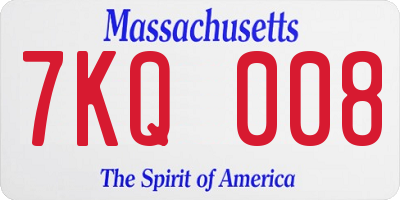 MA license plate 7KQ008