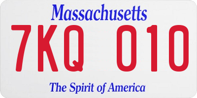 MA license plate 7KQ010