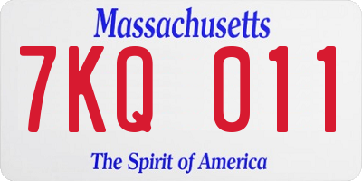 MA license plate 7KQ011