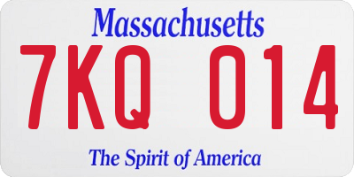MA license plate 7KQ014