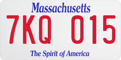 MA license plate 7KQ015
