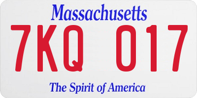 MA license plate 7KQ017