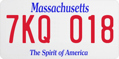 MA license plate 7KQ018