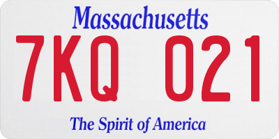 MA license plate 7KQ021